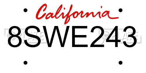 8SWE243 California License Plate