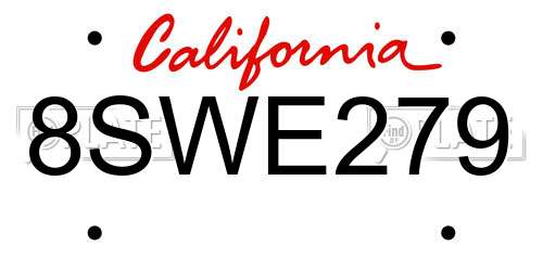 8SWE279 California License Plate