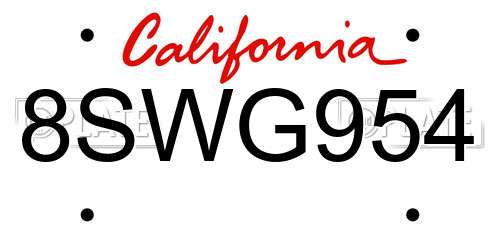 8SWG954 California License Plate