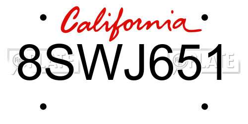 8SWJ651 California License Plate
