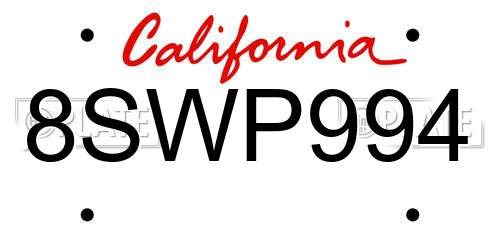 8SWP994 California License Plate