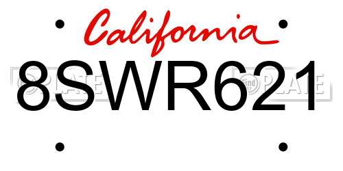 8SWR621 California License Plate