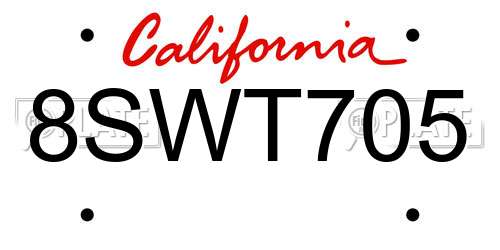 8SWT705 California License Plate