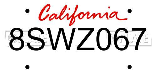 8SWZ067 California License Plate