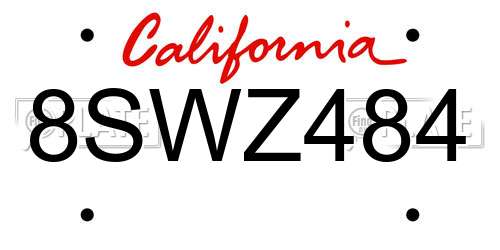 8SWZ484 California License Plate