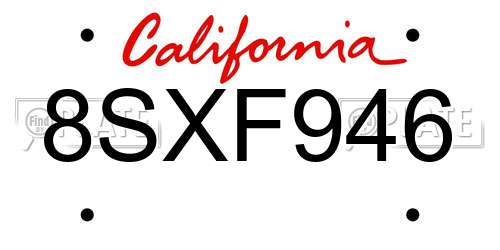 8SXF946 California License Plate