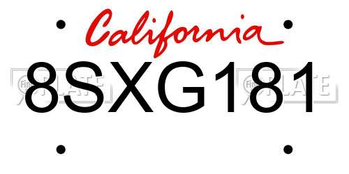 8SXG181 California License Plate
