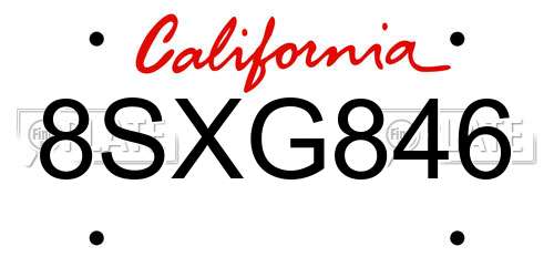 8SXG846 California License Plate