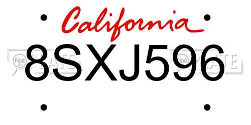 8SXJ596 California License Plate