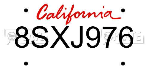 8SXJ976 California License Plate