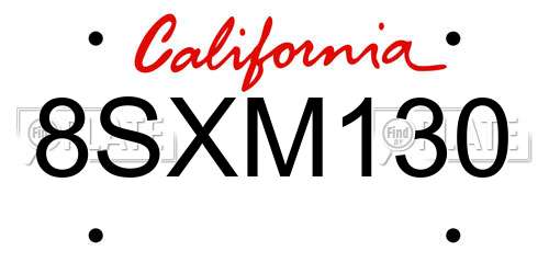 8SXM130 California License Plate
