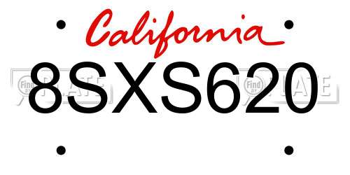 8SXS620 California License Plate