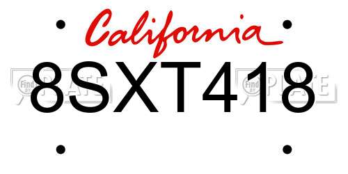 8SXT418 California License Plate