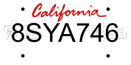 8SYA746 California License Plate