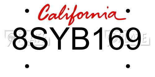 8SYB169 California License Plate