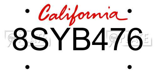 8SYB476 California License Plate