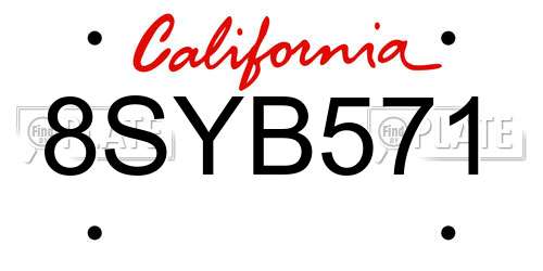 8SYB571 California License Plate