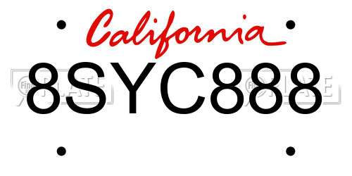 8SYC888 California License Plate