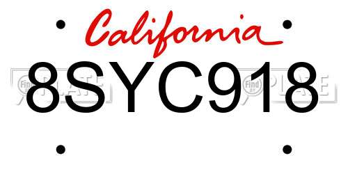 8SYC918 California License Plate