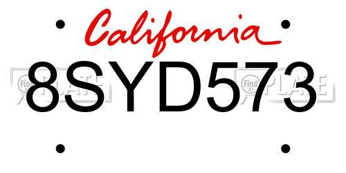 8SYD573 California License Plate