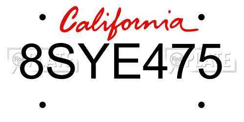 8SYE475 California License Plate