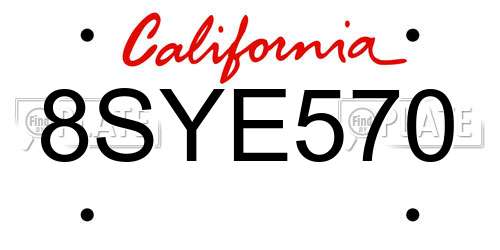 8SYE570 California License Plate