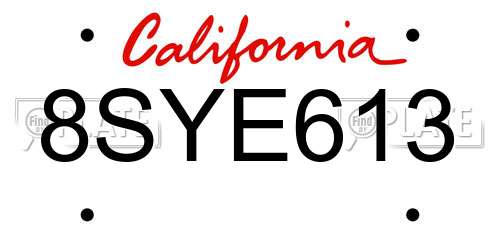 8SYE613 California License Plate