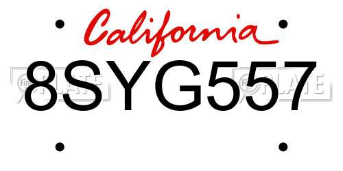 8SYG557 California License Plate