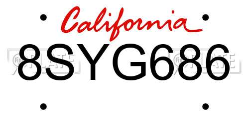 8SYG686 California License Plate