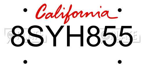 8SYH855 California License Plate