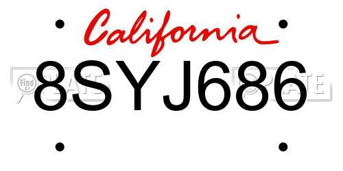 8SYJ686 California License Plate