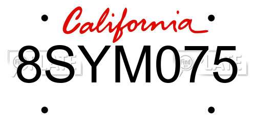 8SYM075 California License Plate