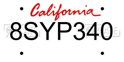 8SYP340 California License Plate
