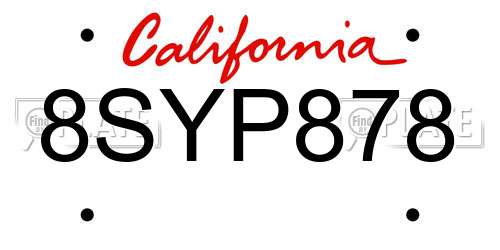 8SYP878 California License Plate