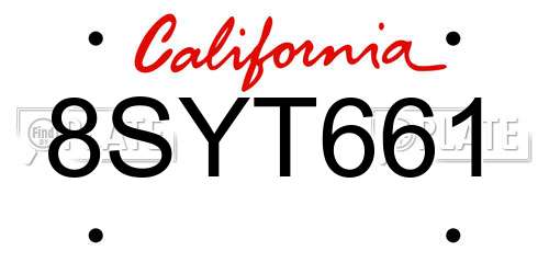 8SYT661 California License Plate