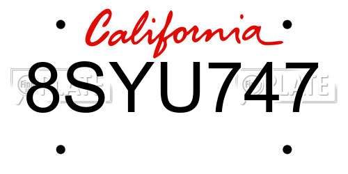 8SYU747 California License Plate