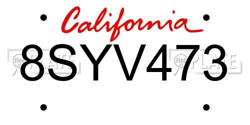 8SYV473 California License Plate