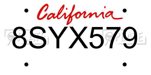 8SYX579 California License Plate