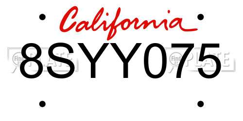 8SYY075 California License Plate