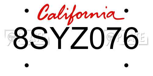 8SYZ076 California License Plate
