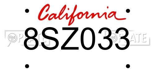 8SZ033 California License Plate