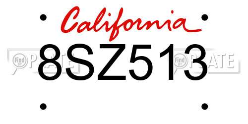8SZ513 California License Plate