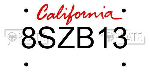 8SZB13 California License Plate