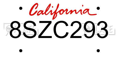 8SZC293 California License Plate