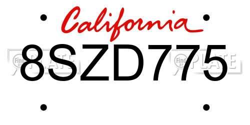 8SZD775 California License Plate