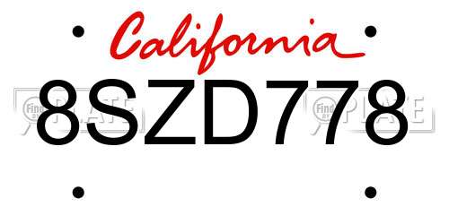 8SZD778 California License Plate