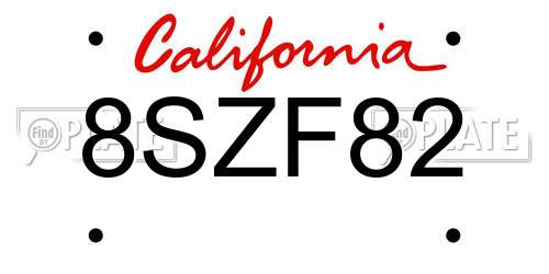 8SZF82 California License Plate