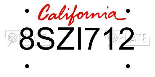 8SZI712 California License Plate