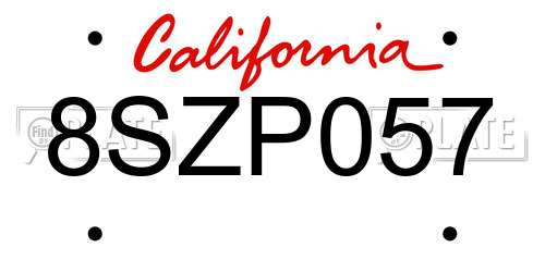 8SZP057 California License Plate