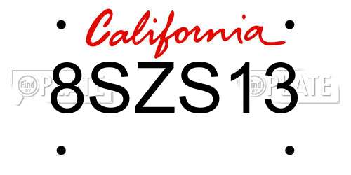 8SZS13 California License Plate
